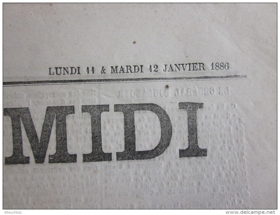 LA GAZETTE DU MIDI Original Journal Mardi 12 Janvier 1886 Faire Défiler Images Et Lire Articles De Presse - 1850 - 1899