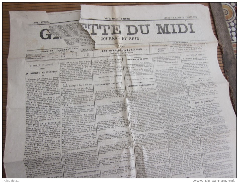 LA GAZETTE DU MIDI Original Journal Mardi 12 Janvier 1886 Faire Défiler Images Et Lire Articles De Presse - 1850 - 1899