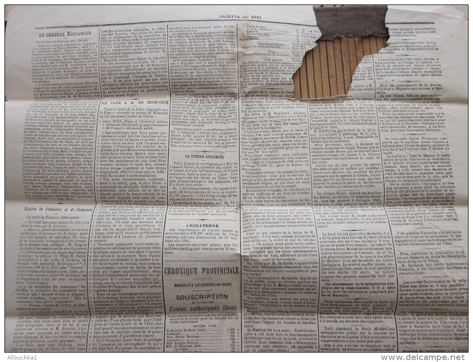 LA GAZETTE DU MIDI Original Journal Mardi 12 janvier 1886 faire défiler Images et lire articles de presse