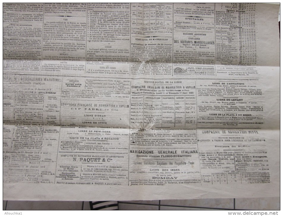 LA GAZETTE DU MIDI Original Journal Mardi 12 janvier 1886 faire défiler Images et lire articles de presse