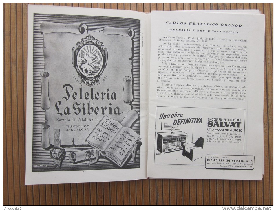 RARE Gran Teatro del LICEO TEMPORADA de invierno 1948/49 Barcelona Espana Programme  Fausto FAUST OPERA 5 actes pelléas