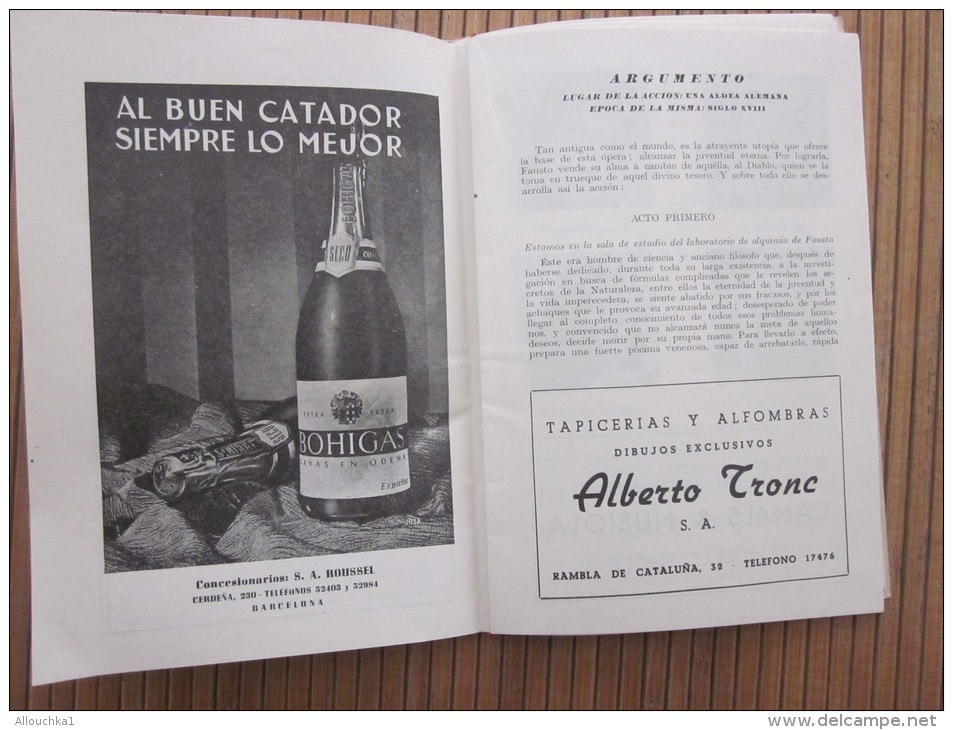 RARE Gran Teatro del LICEO TEMPORADA de invierno 1948/49 Barcelona Espana Programme  Fausto FAUST OPERA 5 actes pelléas