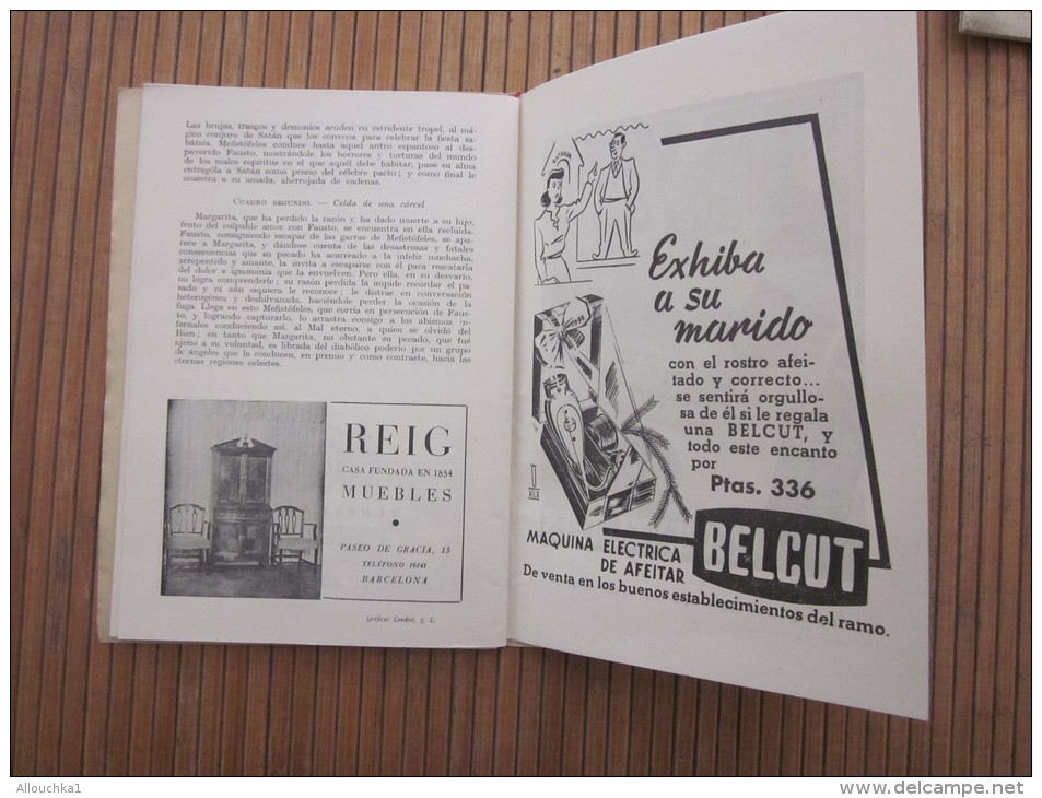 RARE Gran Teatro del LICEO TEMPORADA de invierno 1948/49 Barcelona Espana Programme  Fausto FAUST OPERA 5 actes pelléas