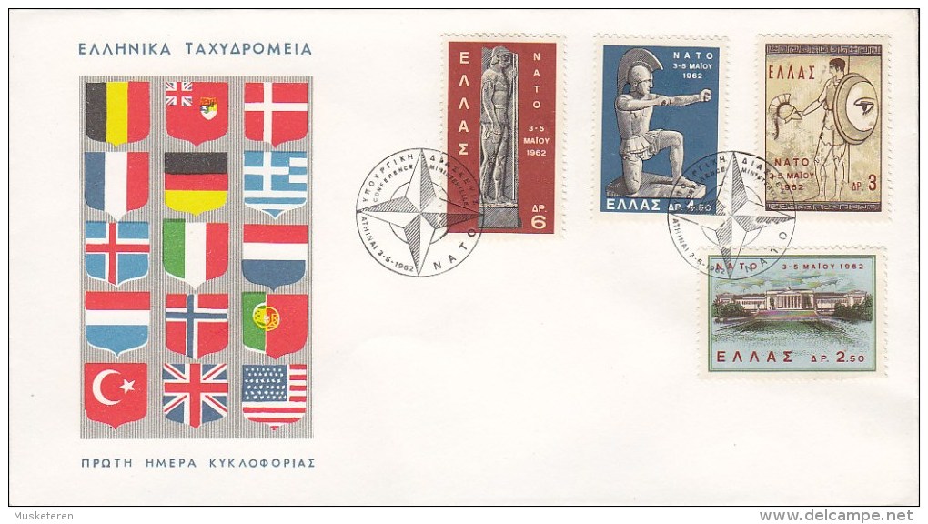 Greece FDC Cover Lettera 1962 NATO Krieger Mit Schild Hoplit Complete Set - FDC