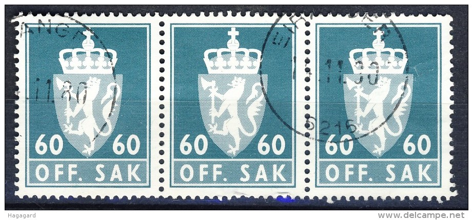 ##Norway 1998. Officials. Stripe Of 3. Michel 98. Cancelled. Right Item Minor Surface Damage. - Oficiales