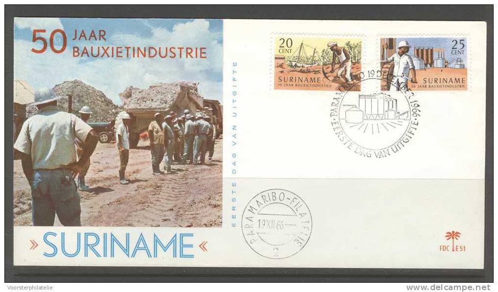 SURINAME 1966 FDC E51 BLANCO VERY FINE BAUXIET - Suriname ... - 1975