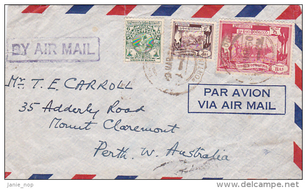 Burma 1950 Cover To Australia - Myanmar (Birma 1948-...)