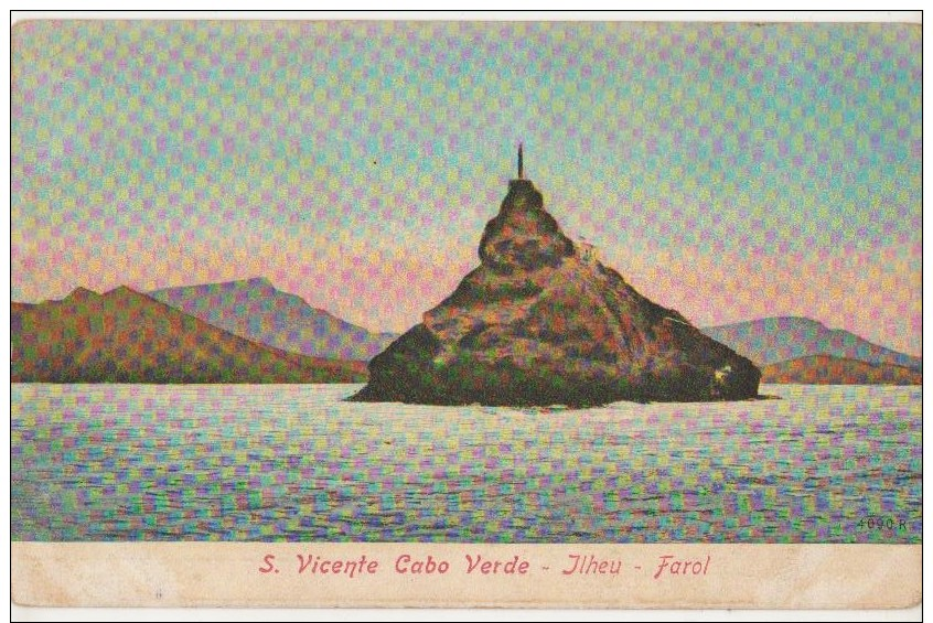 CPA CAP VERT CABO VERDE EX COLONIE DU PORTUGAL Ilheu Sao Vicente Farol Phare Lighthouse Tinted - Cap Vert
