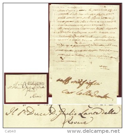 1849 - AUTOGRAFO DI CARLOTTA LANTE MONTEFELTRO DELLA ROVERE SU LETTERA AL PADRE - Other & Unclassified