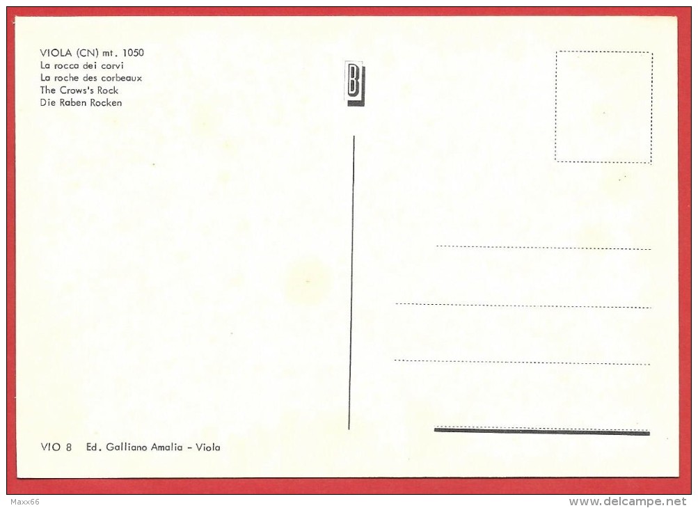 CARTOLINA NV ITALIA -  VIOLA (CN) Mt. 830 - Rocca Dei Corvi - 10 X 15 - Cuneo