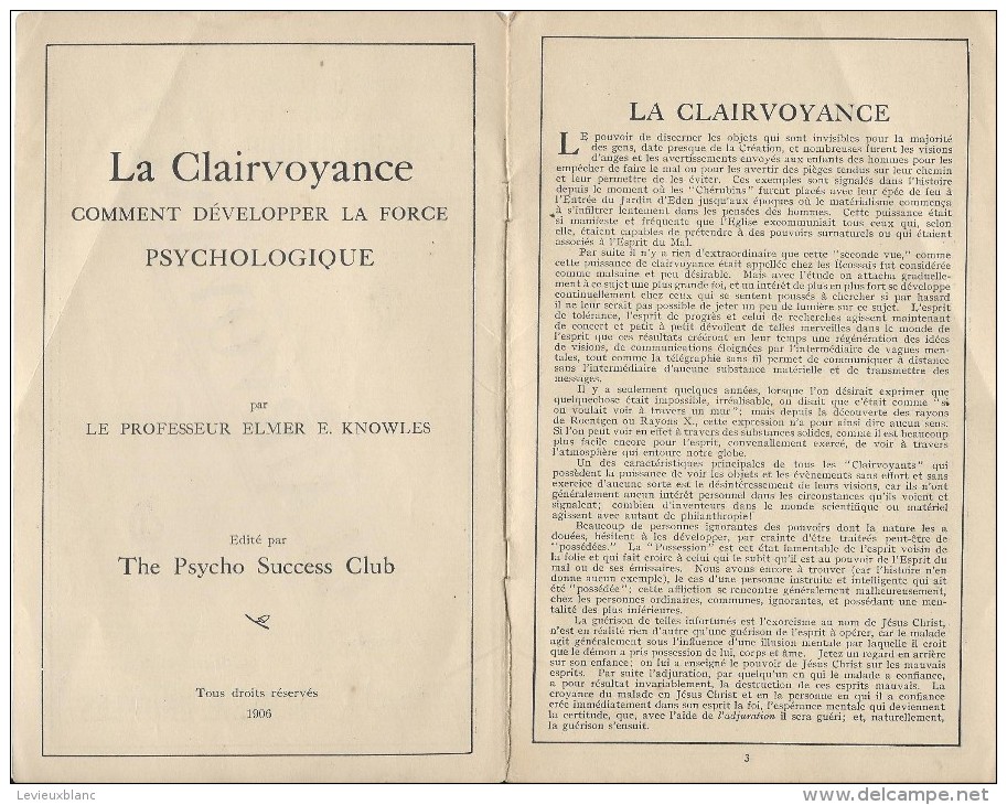 Comment Développer La Force Psychologique/ Professeur Elmer E. Knowles /Psycho Success Club/ USA// 1906    JE108 - Other & Unclassified