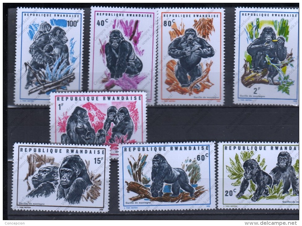 RWANDE Nº 370 AL 377 - Gorillas