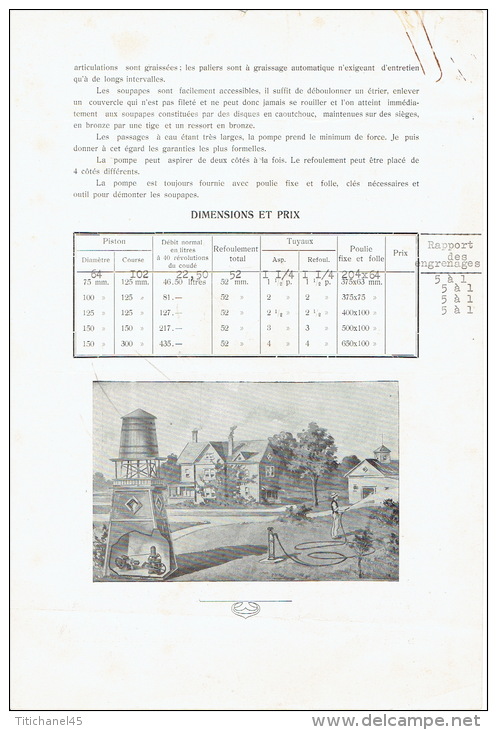Document Publicitaire Sur La POMPE à PISTON à Double-effet "PYRAMIDE" + Lettre De 1923 ISBECQUE, TODD &amp; Cie Fourniss - Autres & Non Classés