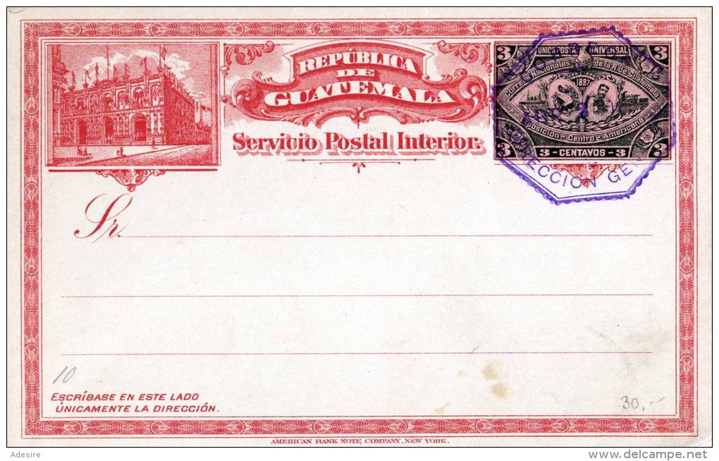 GUATEMALA 1897 - Doppel-Postkarte Mit Je 3 Centavos Ganzsache, 1 Stempel, Gute Erhaltung - Guatemala