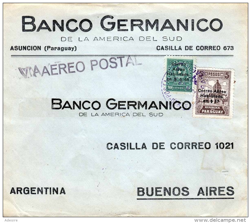 FP-Brief PARAGUAY 1930 - 2 Fach Frankiert, Marken Mit Überdruck, Gel.n.Buenes Aires, Mehrere Stempel, Sonderstempel - Paraguay