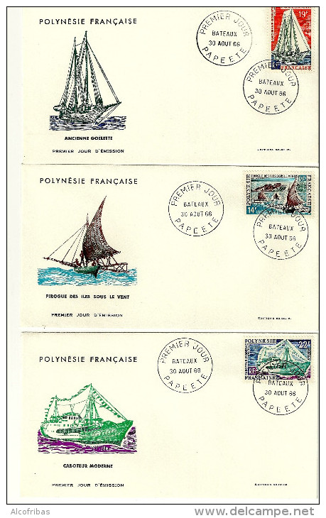 Enveloppes Premier Jour Tahiti Papeete Bateaux Lot De 6 Enveloppes - Tahití