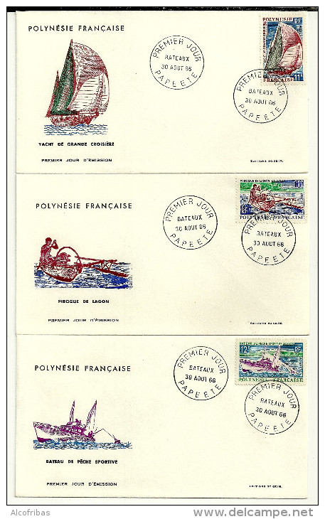 Enveloppes Premier Jour Tahiti Papeete Bateaux Lot De 6 Enveloppes - Tahiti
