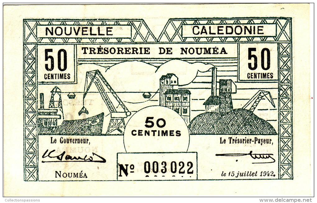 NOUVELLE CALEDONIE. Trésorerie De Nouméa. 50 Centimes - - Nouvelle-Calédonie 1873-1985