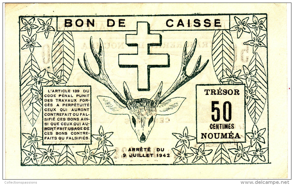 NOUVELLE CALEDONIE. Trésorerie De Nouméa. 50 Centimes - - Nouméa (Nieuw-Caledonië 1873-1985)