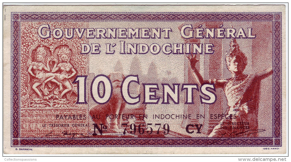 Banque De L'Indochine. Gouvernement Général De L'Indochine - Billet De 10 Cents - - Indochine