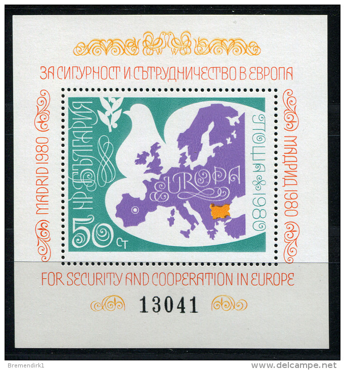 25290) BULGARIEN Block 106 Postfrisch Aus 1980, 35.- € - Blocks & Sheetlets