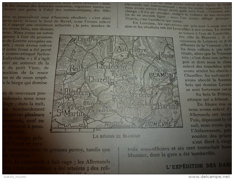 1915 JOURNAL De GUERRE (Le Pays De France): Blamont;Flandre;Carency;Bois De La Mort ;Beauséjour;WARNEFORD Aviateur (UK) - Français