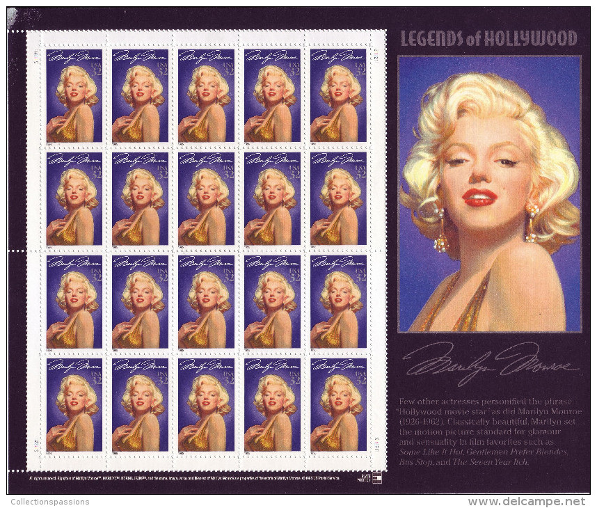 * RARE * Feuille De 20 Timbres Marilyn Monroe - Sheets