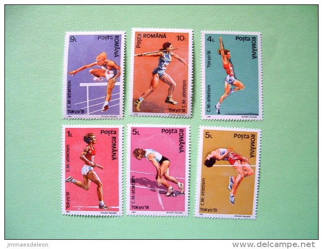 Romania 1991 - Mint - Athletism Tokio - Gymnastics Jumping Running Javelin (Scott 3698/3703 = 3.15 $) - Usado