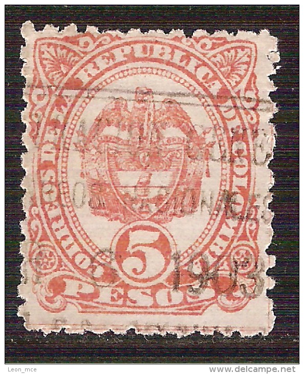 1883 1886 Colombia Escudo De Armas 5 Peso Usado - Colombia