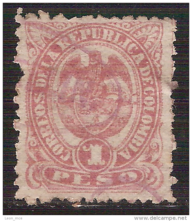 1883 1886 Colombia Escudo De Armas 1 Peso Usado - Colombia