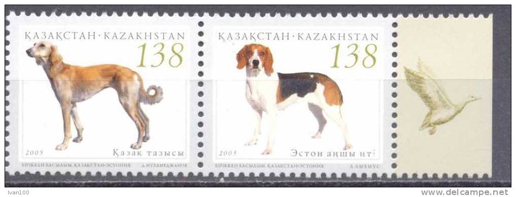 2005. Kazakhstan, Hunted Dogs, 2v In Strip, Joint Issue, Mint/** - Kazakhstan
