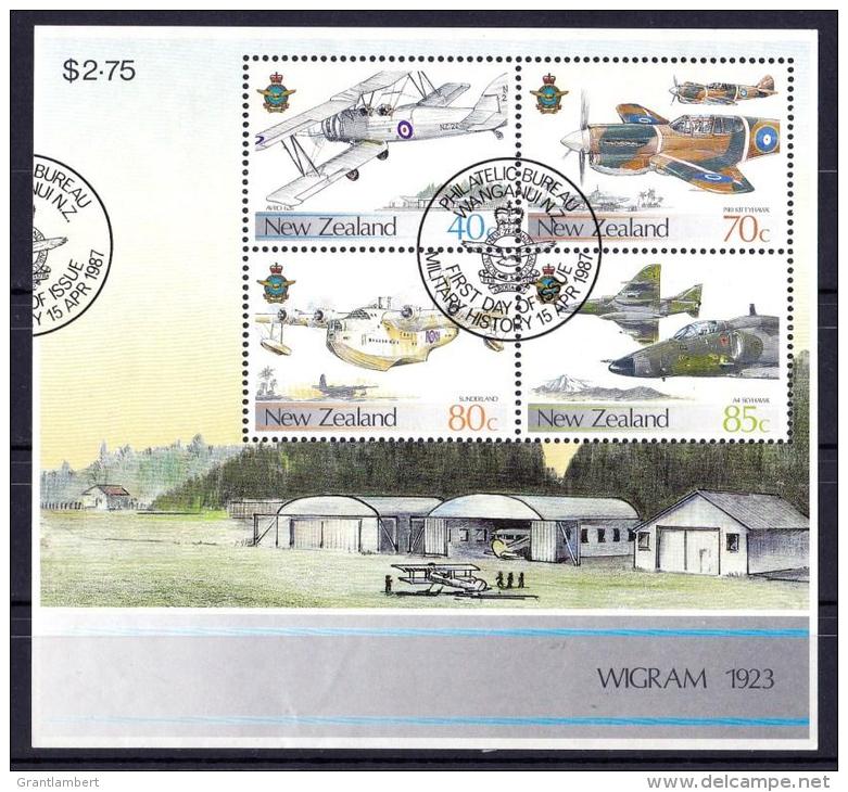 New Zealand 1987 Military History - Air Force Minisheet Used  - Slight Creasing Near Base - Used Stamps