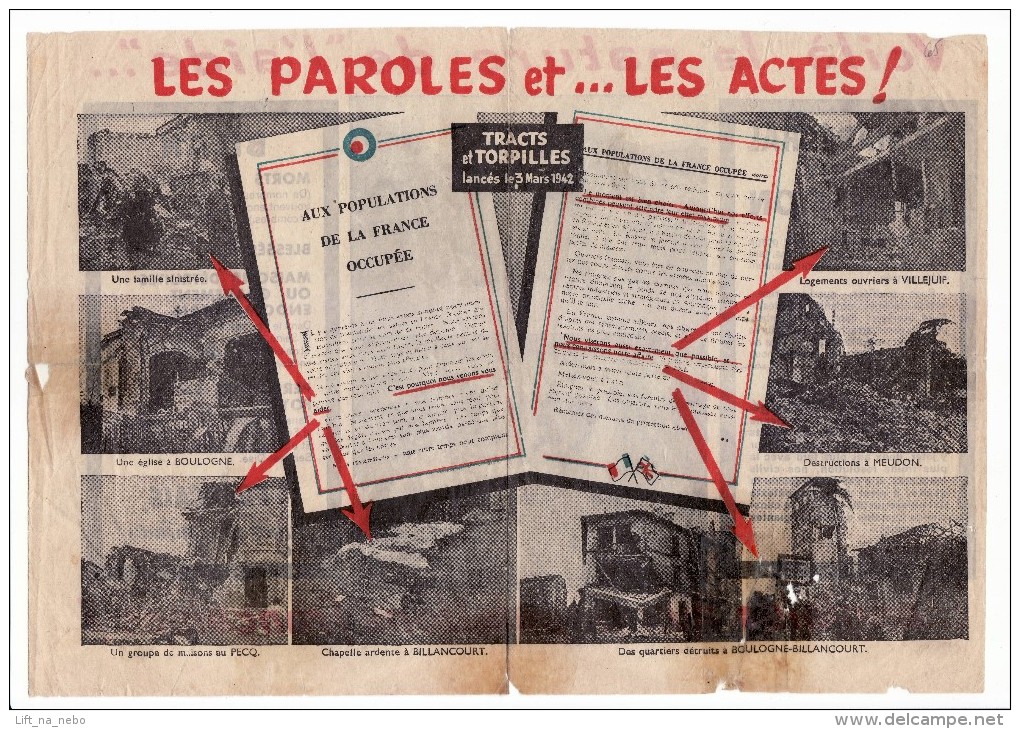 WWII WW2 Germany German Propaganda Against France Original Leaflet Voilà La Nature De “l‘aide”…  FREE SHIPPING WORLDWIDE - Unclassified
