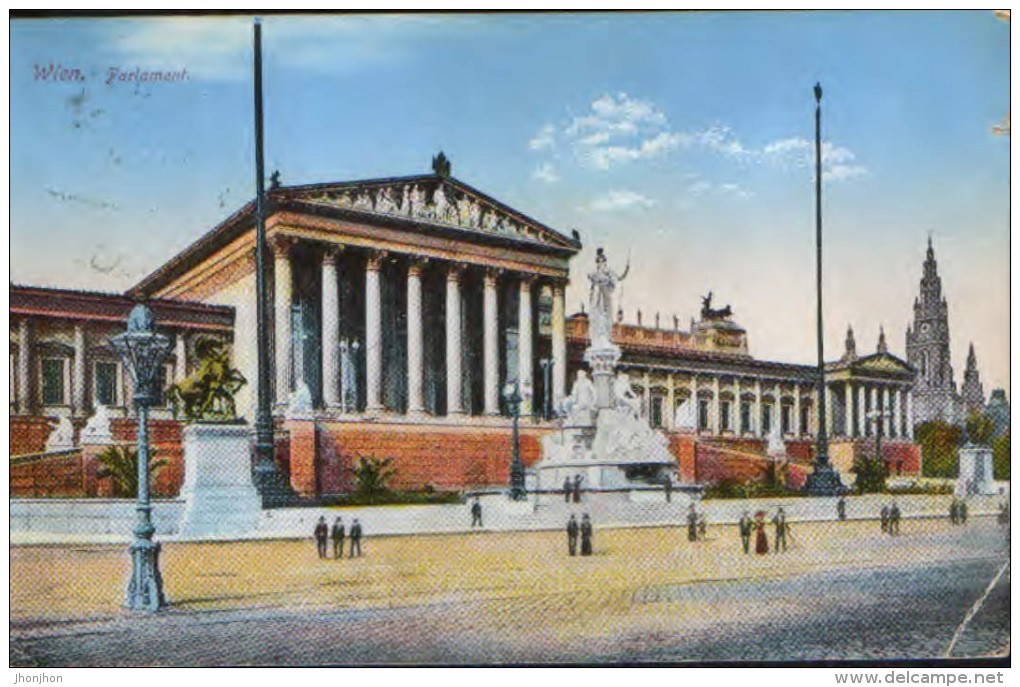 Austria- Postcard Circulated In 1915 - Wien - Parlament - 2/scans - Ringstrasse