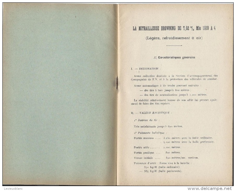 Manuel/ Ecole D´application De L´infanterie/Les Mitrailleuses USA Browning/Saint Maixent/ 1955  LIV50 - Other & Unclassified