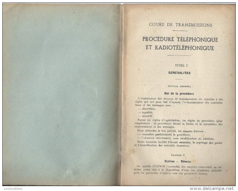 Manuel/ Ecole D´application De L´infanterie/Cours De Transmission/ Procédure Téléphonique/Saint Maixent/ 1955  LIV55 - Sonstige & Ohne Zuordnung