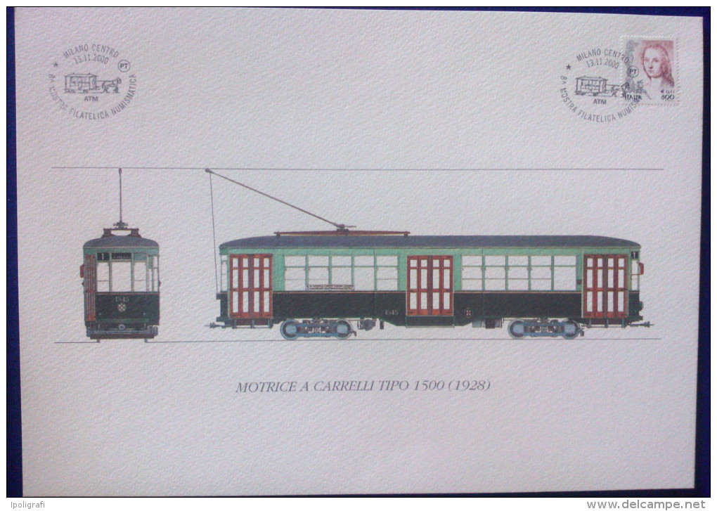 Italia 2000 Milano - 8° Mostra Filatelica 3 Cartoncini Dim 30 X 20 Mm  - PP0058 - Tranvías