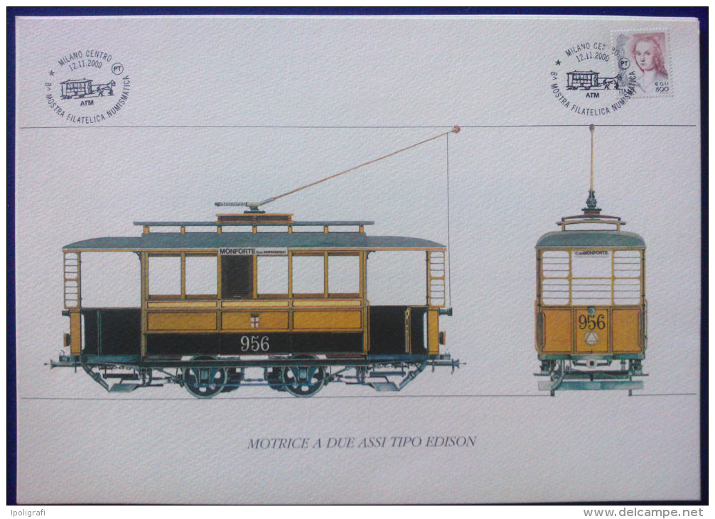 Italia 2000 Milano - 8° Mostra Filatelica 3 Cartoncini Dim 30 X 20 Mm  - PP0058 - Tramways