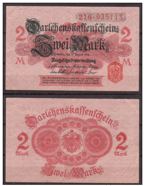 Deutsches Reich , 2 Mark , 1914 , RB-52 C , AU - Andere & Zonder Classificatie