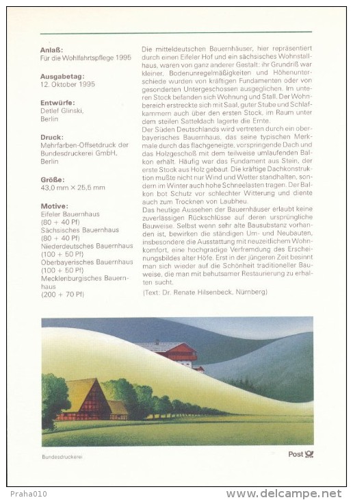 BRD / First Day Sheet (1995/32 A) 53111 Bonn 1: Vernacular Architecture; Stork, Stork´s Nest - Ooievaars