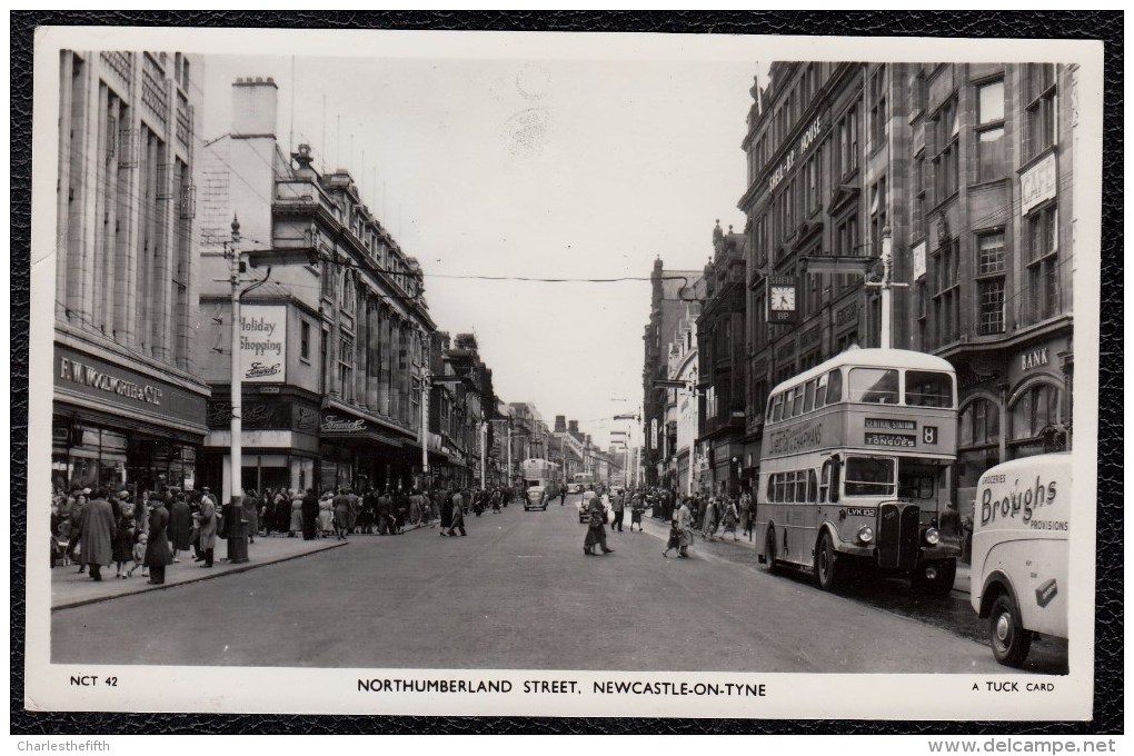 RARE OLD PHOTO CARD * NORTHUMBERLAND STREET WITH BUS - TRAM - NEWCASTLE ON TYNE - Newcastle-upon-Tyne