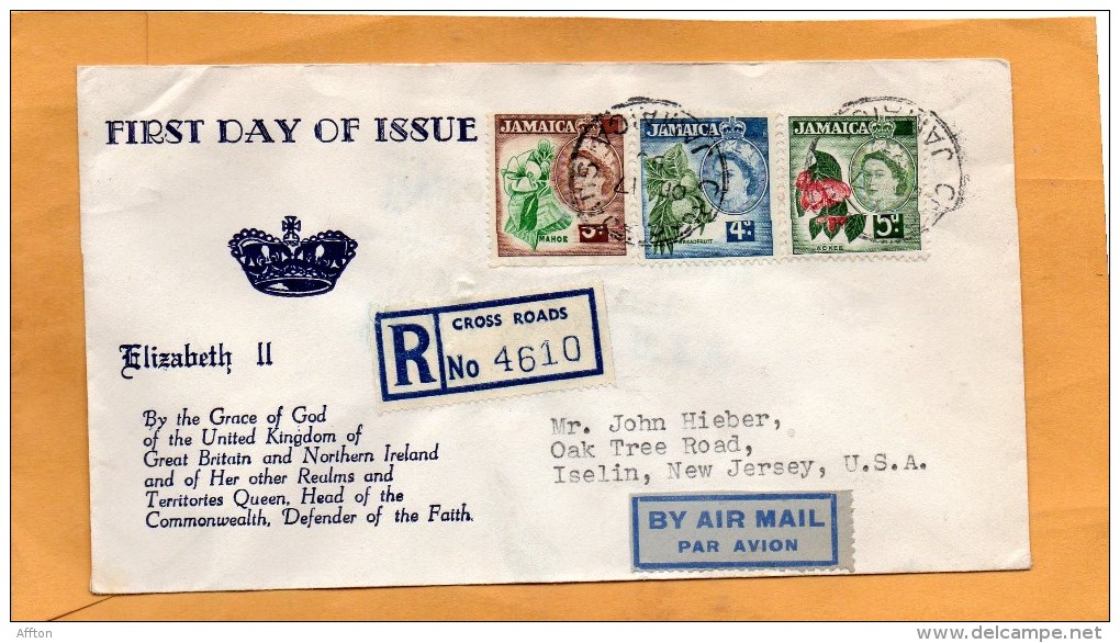 Jamaica 1956 FDC Mailed To  USA - Jamaica (...-1961)