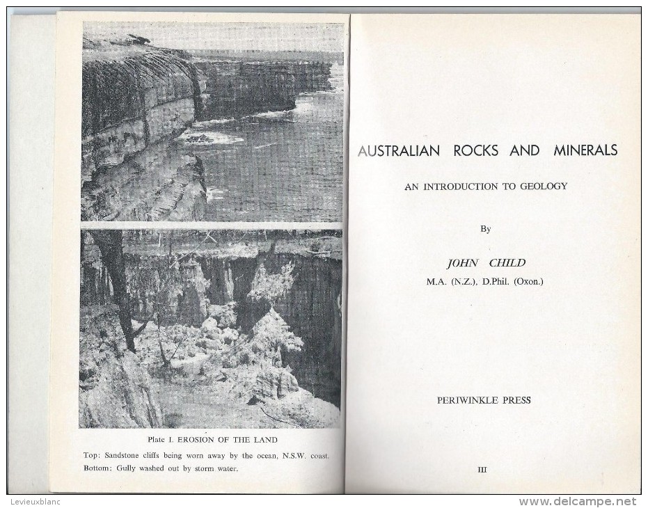 Manuel/ Australian Rocks And Minerals/An Introduction To Geology/John Child/Periwinkle / 1963    LIV43 - Minéraux