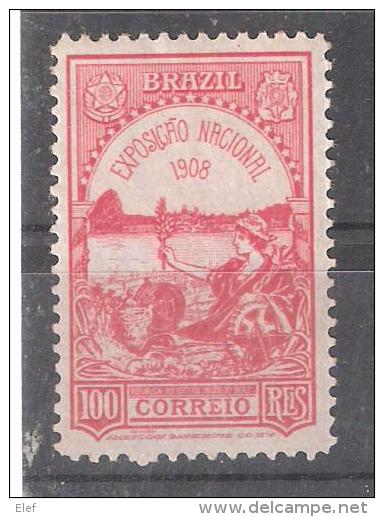 BRAZIL / Brasil Brésil , 1908, Yvert N° 142, 100 R Carmin, Exposition Nationale RIO De Janeiro, Neuf* TB, Cote 30 Euros - Ongebruikt