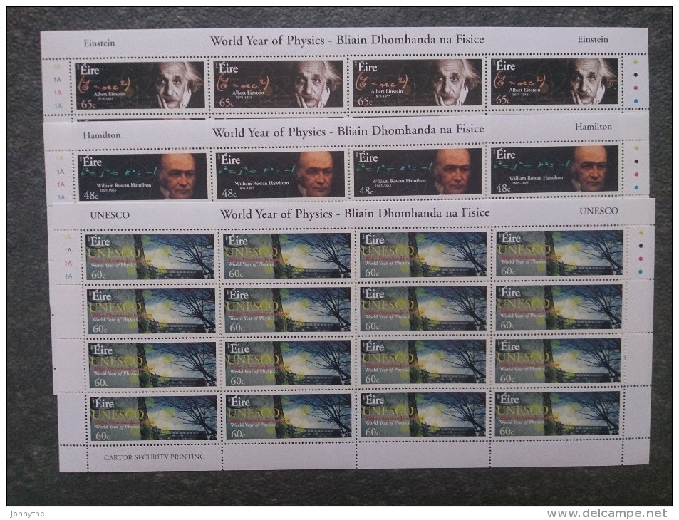 Ireland 2005 World Year Of Physics 3 Sheets MNH - Nuovi