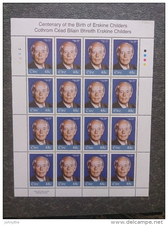 Ireland 2005 Centenary Of The Birth Of Erskine Childers Sheet MNH - Unused Stamps