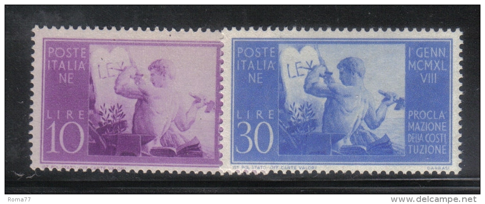 BIN131 - REPUBBLICA , Serie N. 578/579  * Linguellati . Costituzione - 1946-60: Nuovi