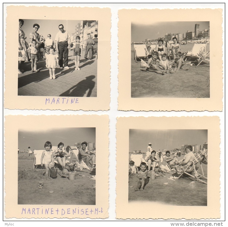 Photo. Scène De Plage, Enfants. Femme En Maillot. Digue. Lot Van 4 Fotos. Juillet 1959. A Situer. - Anonyme Personen