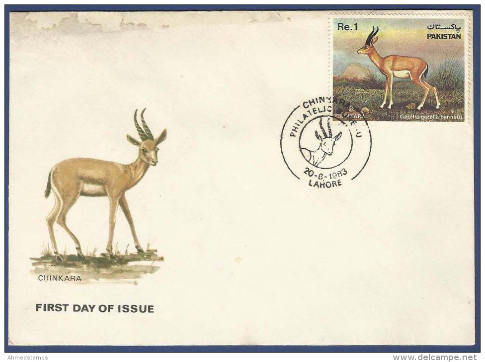 PAKISTAN 1983 MNH FDC FIRST DAY COVER CHINKARA, GAZELLE ,11TH WILDLIFE SERIES, WILD LIFE, ANIMAL, ANIMALS - Pakistan