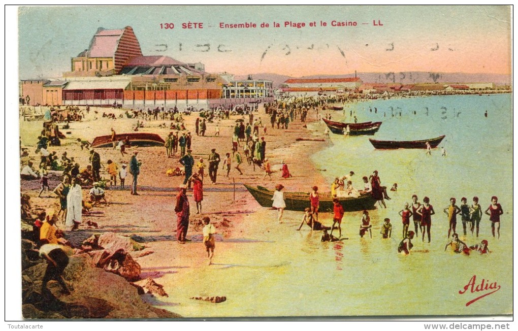 CPA 34 SETE ENSEMBLE DE LA PLAGE ET LE CASINO - Sete (Cette)